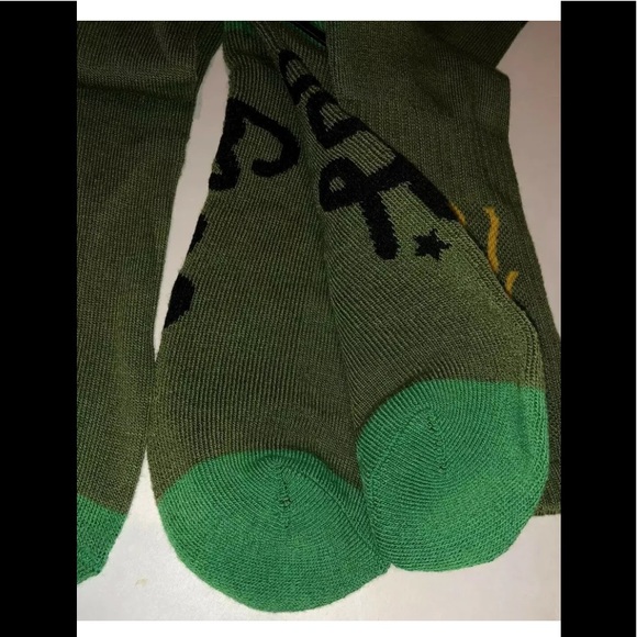 LRG Lifted Research Group Crew Socks 2Pair Men6.5-12 Green Yellow w Giraffe Logo - Picture 9 of 11